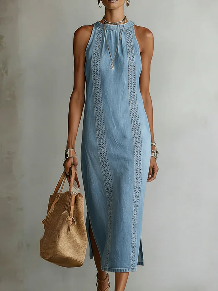 Julia | Vestido Denim con Detalles de Encaje