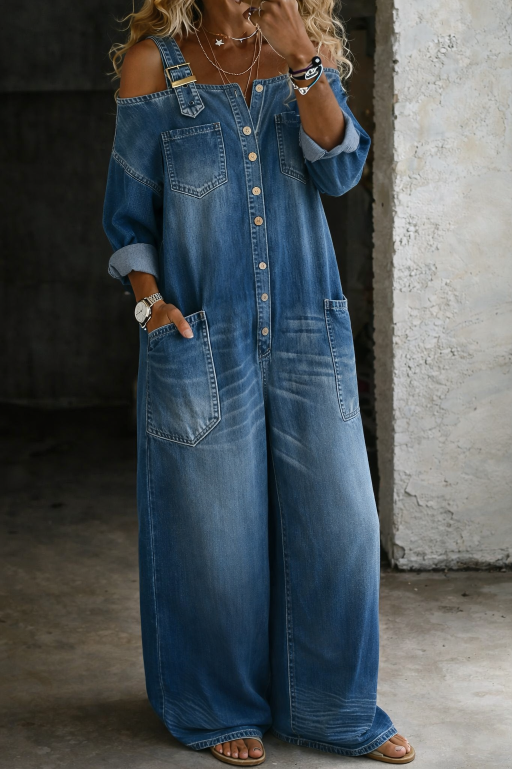 Sophia | Mono Denim de Hombros Descubiertos