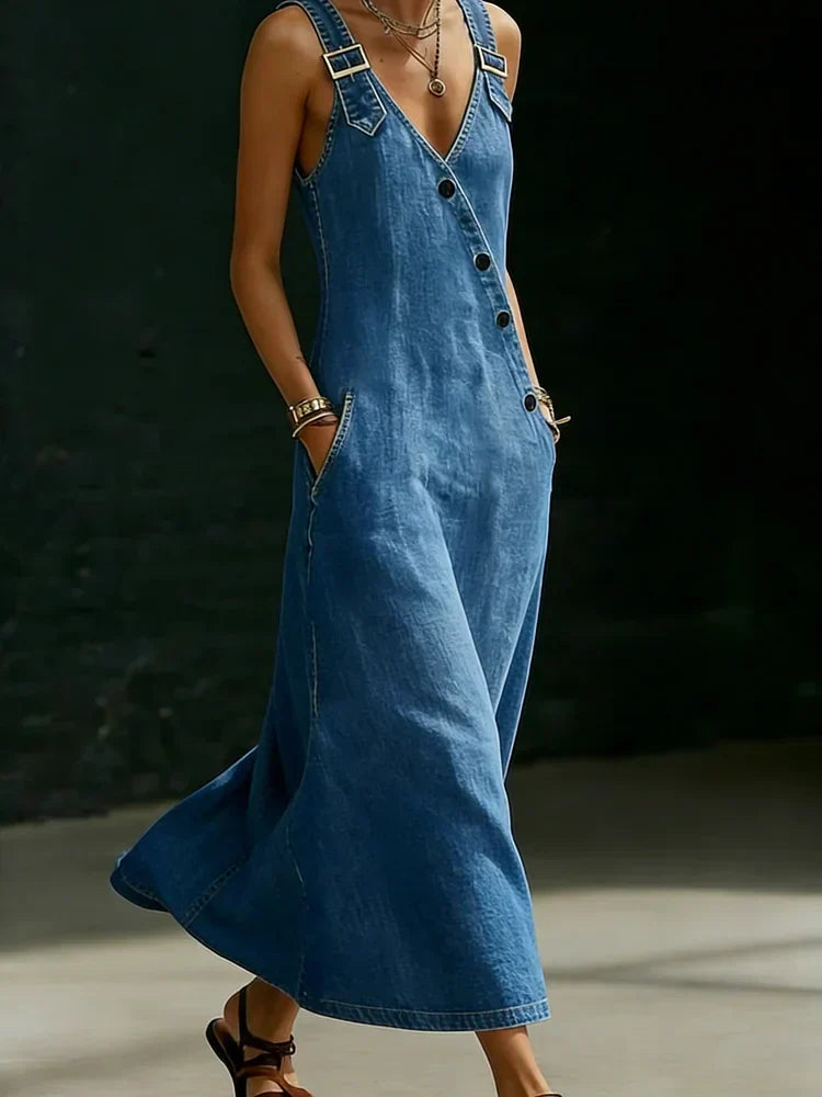 Vera | Vestido Largo Denim con Botones