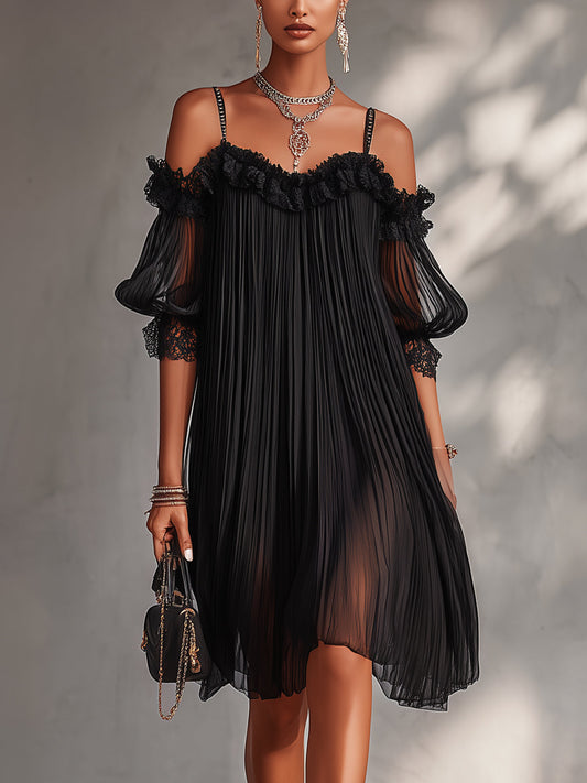 Victoria | Mini Vestido Negro de Muselina