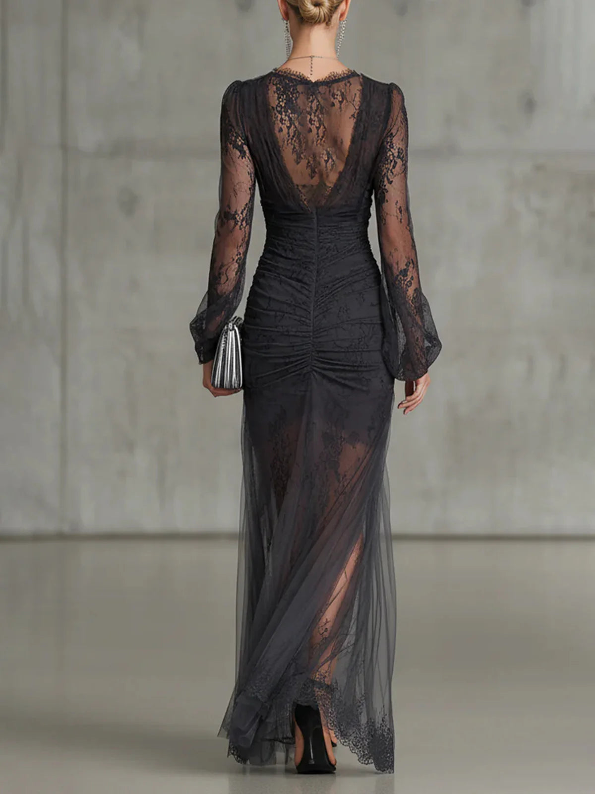 Tessa | Vestido Transparente de Encaje Fruncido