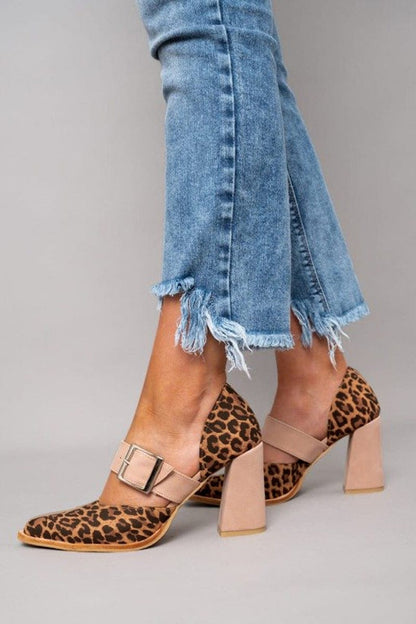 Ilana™ | Zapatos de tacón grueso con un llamativo estampado de leopardo