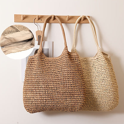 Marisol | Bolso bandolera de paja trenzada - avellana