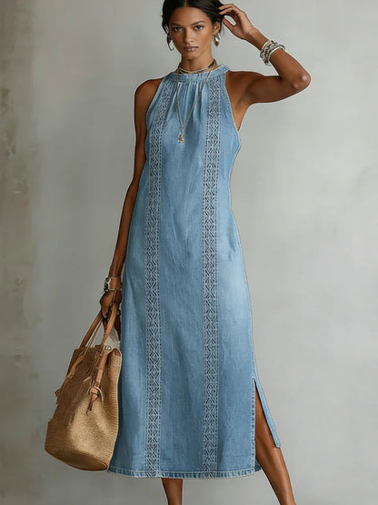 Julia | Vestido Denim con Detalles de Encaje