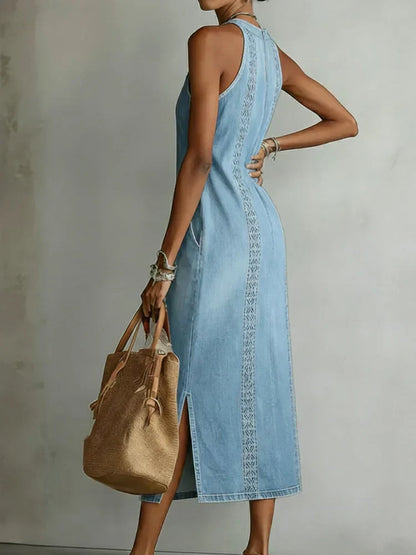 Julia | Vestido Denim con Detalles de Encaje
