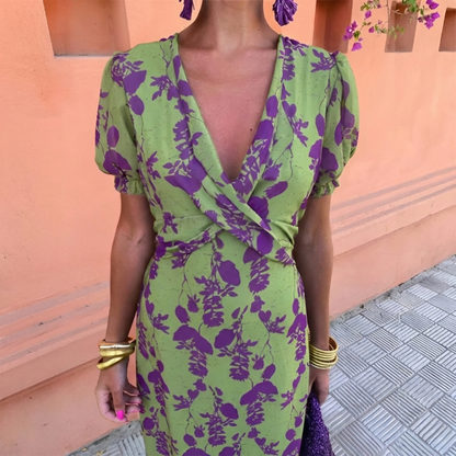 Ernestina™ | Vestido Largo Floral Verde