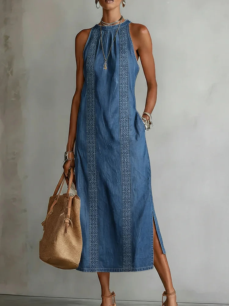 Julia | Vestido Denim con Detalles de Encaje