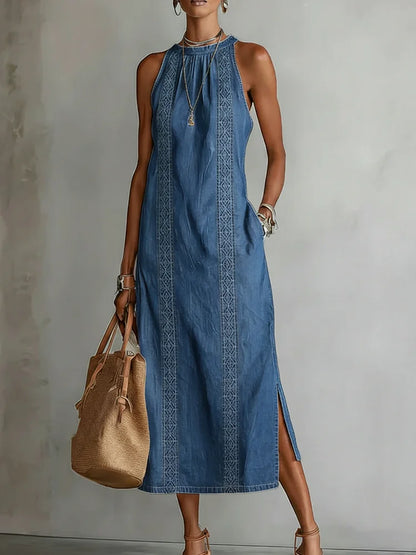 Julia | Vestido Denim con Detalles de Encaje