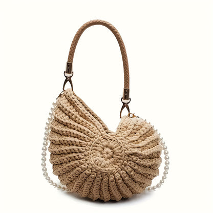 Tea | Bolso tote trenzado con correa de cadena - camello