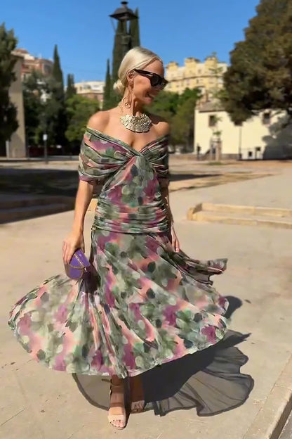 Vestido largo floral gasa detalle movimiento