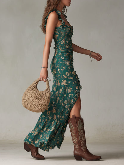 MARTA - Vestido Romántico Verde Esmeralda