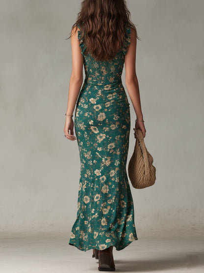 MARTA - Vestido Romántico Verde Esmeralda