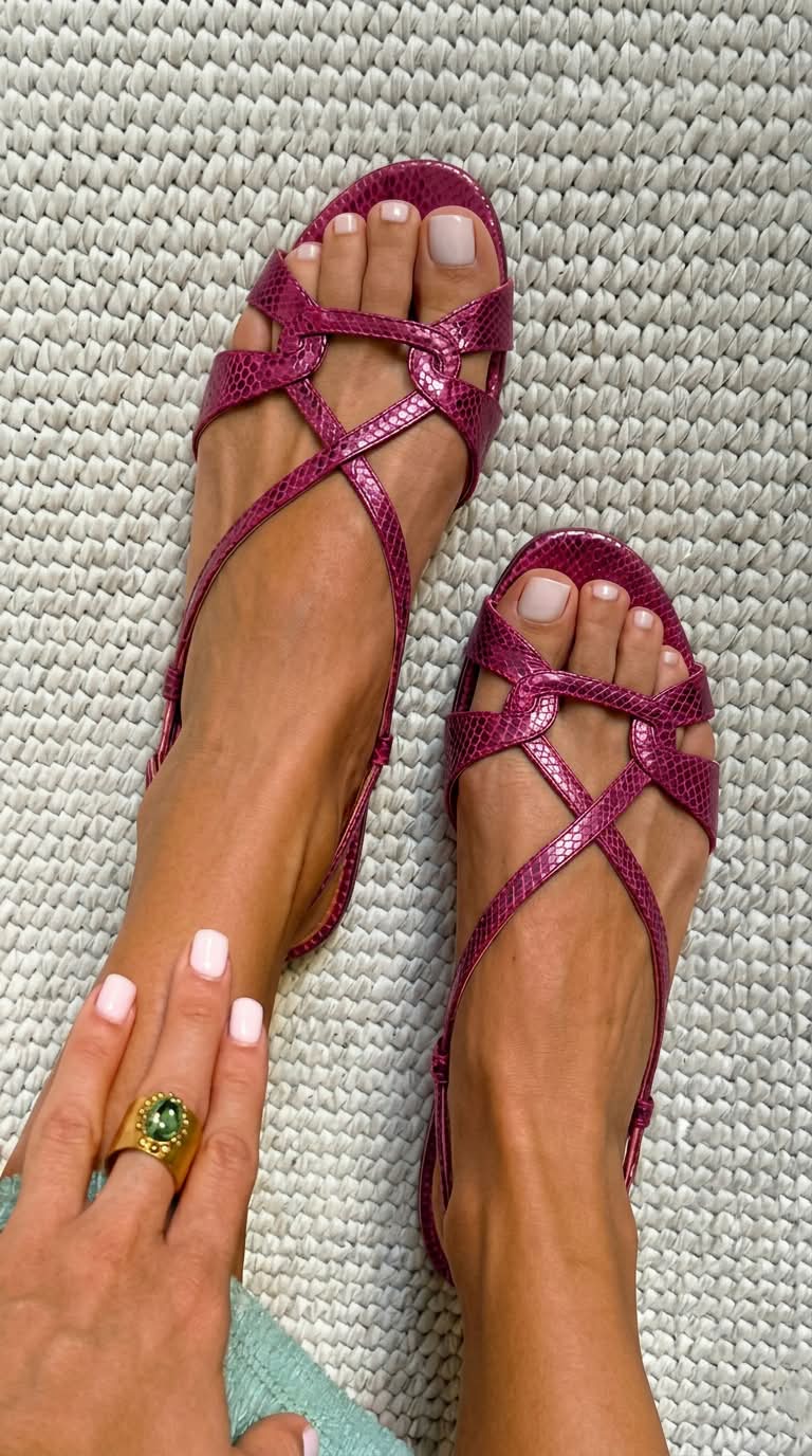 Sandalias slingback con efecto serpiente, tacón bajo, bronce, punta abierta