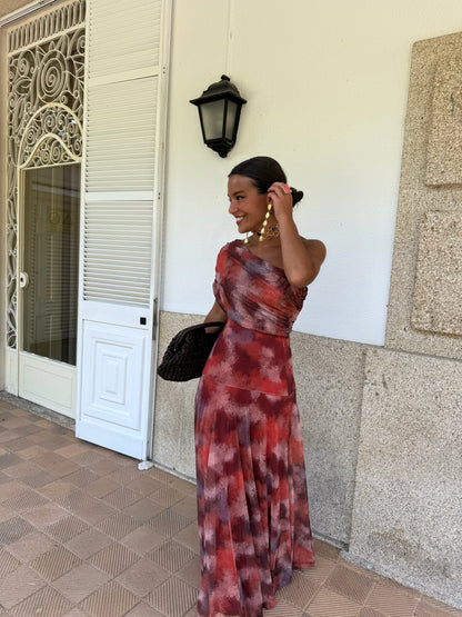 Amanda™ | Vestido Largo Estampado Floral con Escote Profundo