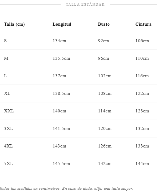 Tabla de tallas
