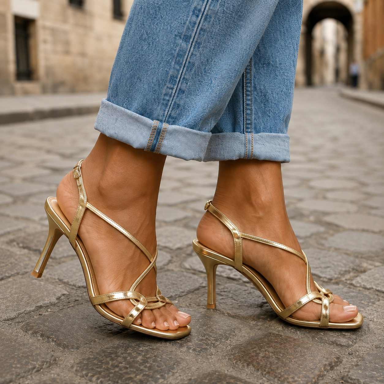 Valeria™ | Tacones Dorados Elegancia Confort