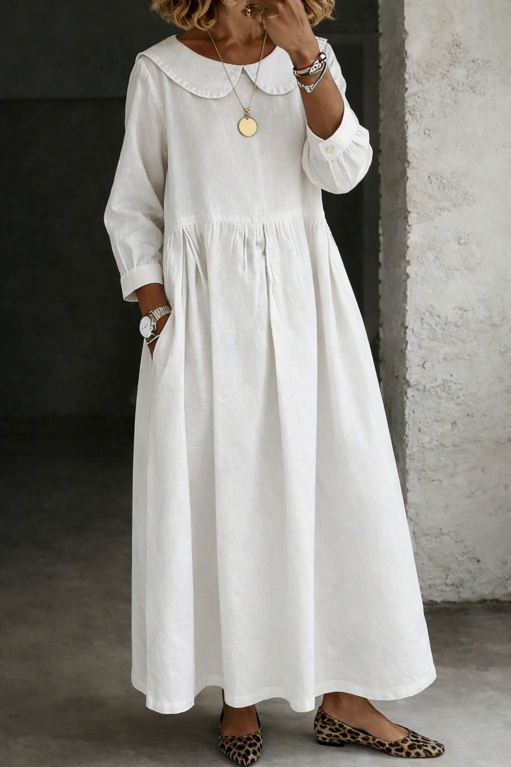 Clara | Vestido Denim con Cuello Bebé