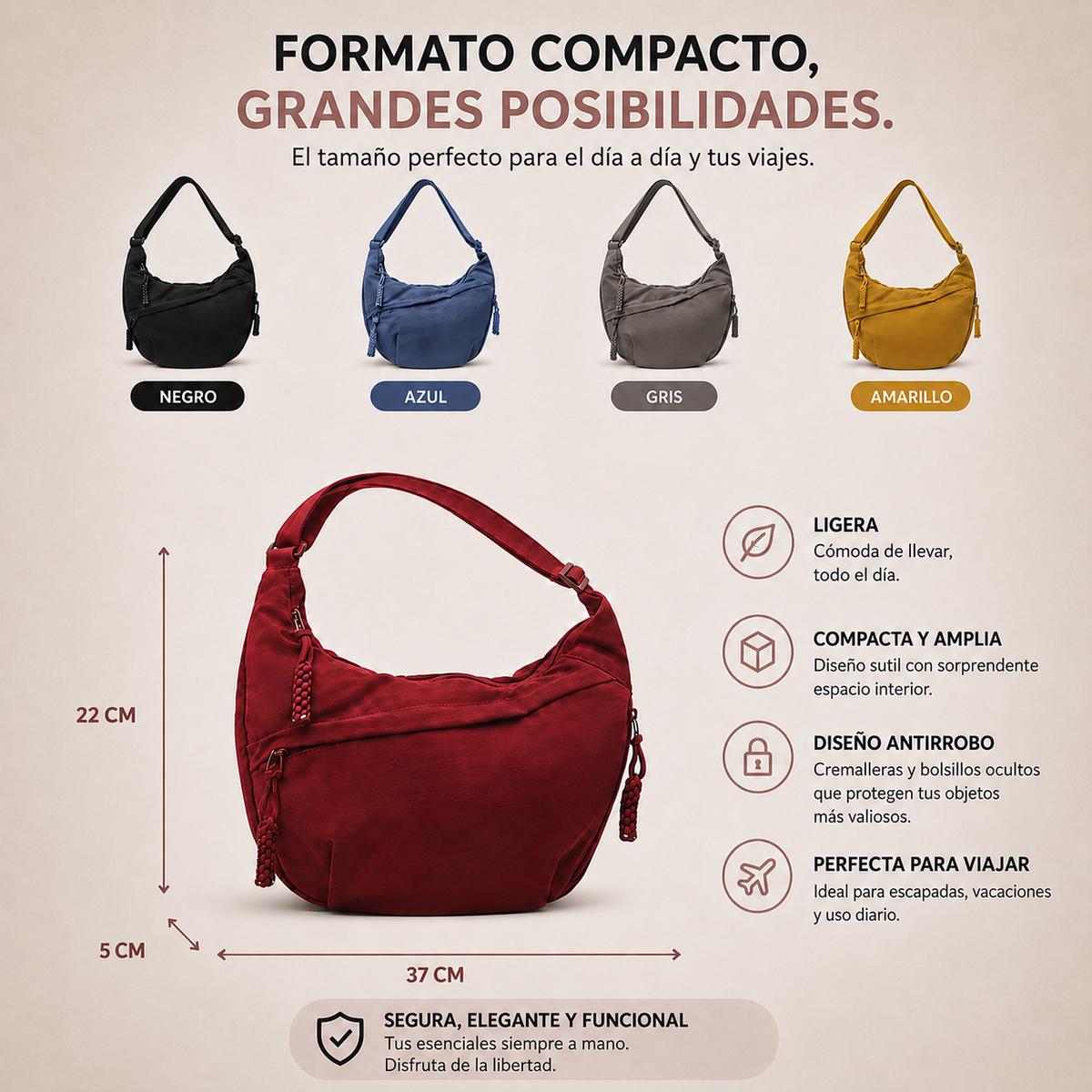 Elena | Bolso de Hombro Beige