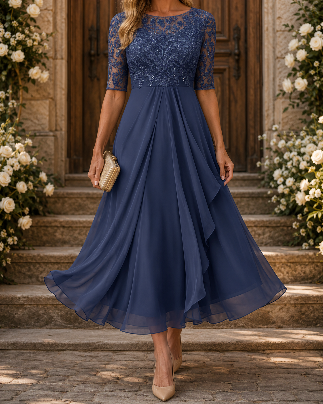 Rose – El Vestido Midi Favorecedor de Encaje