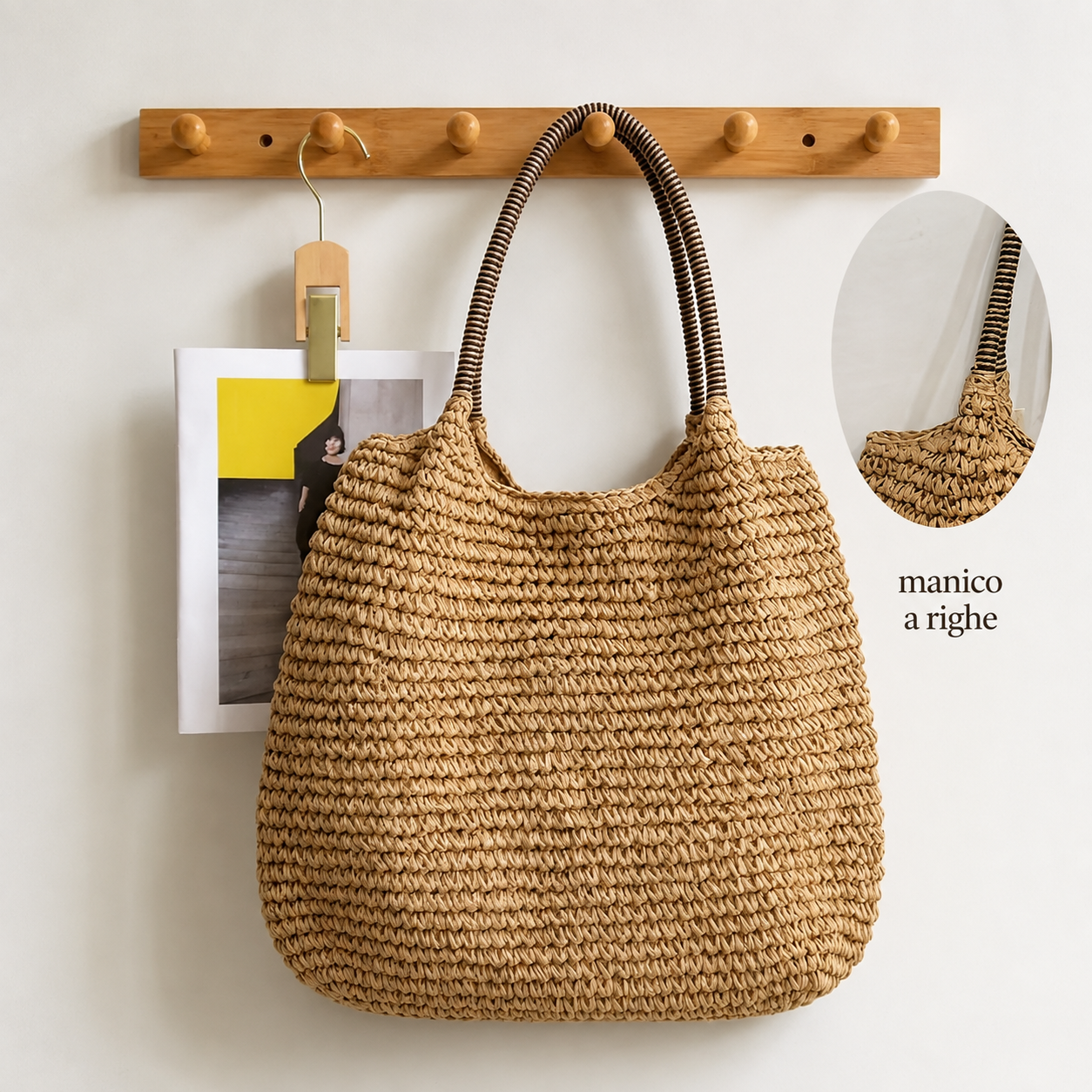Melissa | Bolso bandolera de paja trenzada - camel claro