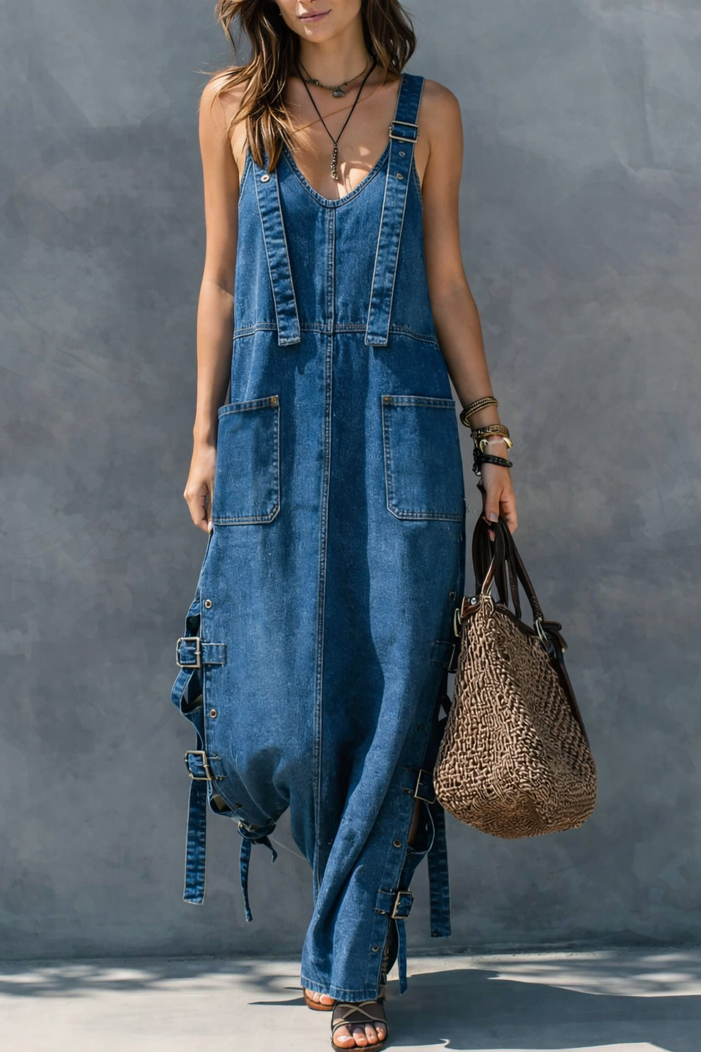 Harper | Mono Denim con Cintura Elástica