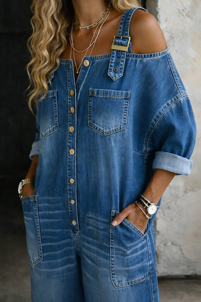 Sophia | Mono Denim de Hombros Descubiertos