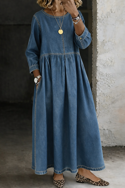 Melissa | Vestido Denim de Manga Larga