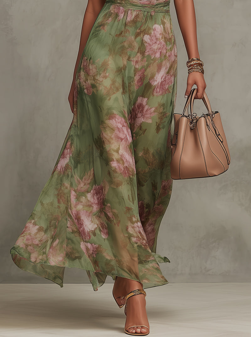 Livia | Vestido largo floral con escote halter