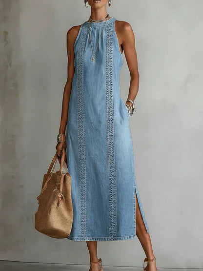 Julia | Vestido Denim con Detalles de Encaje