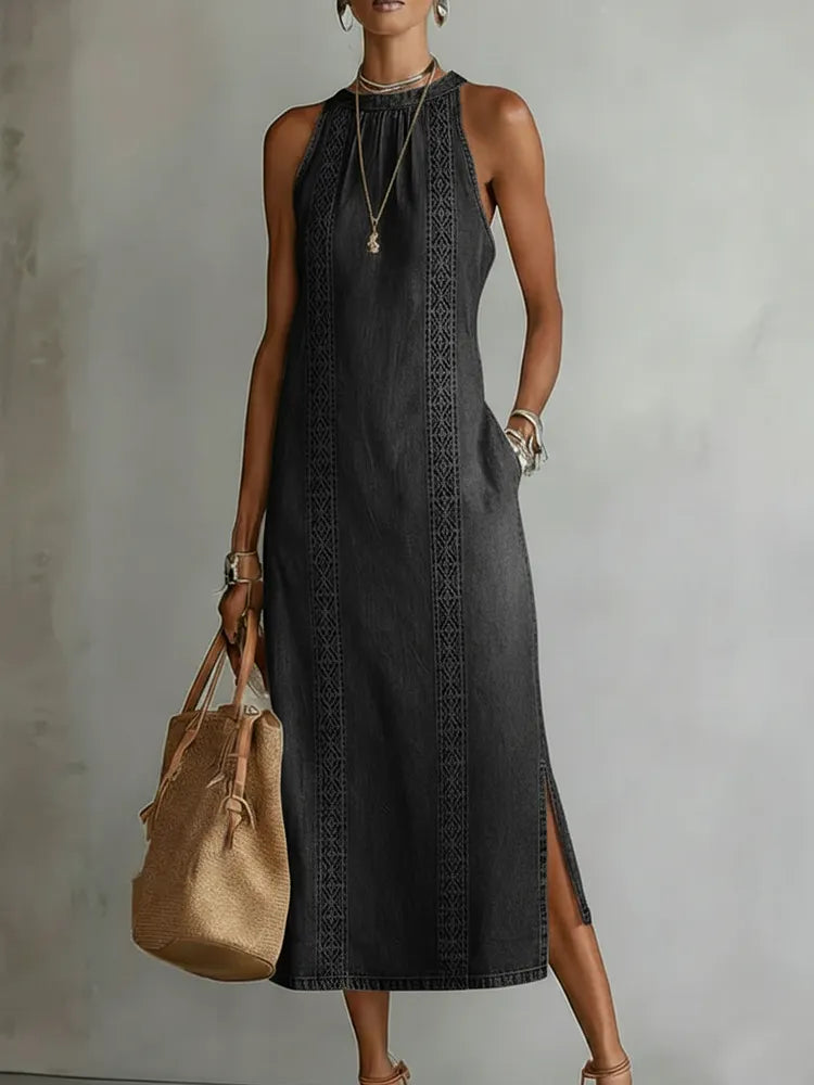 Julia | Vestido Denim con Detalles de Encaje