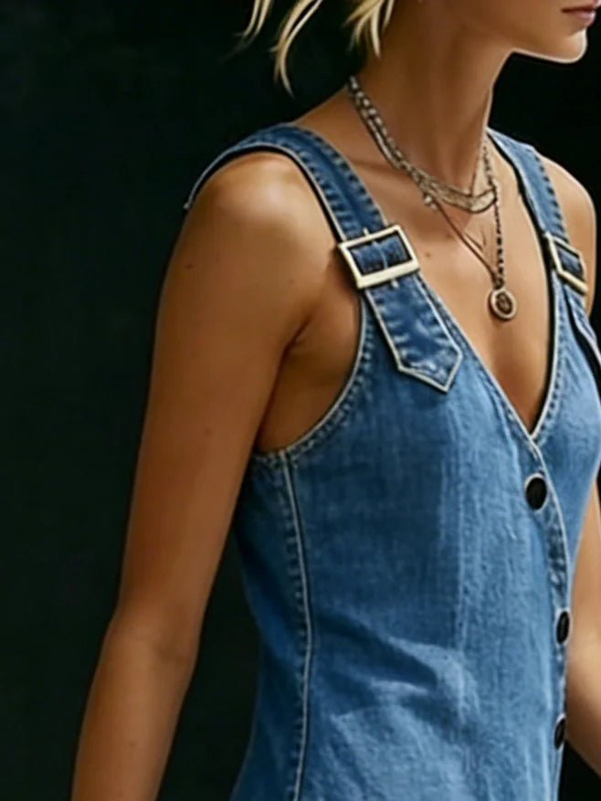Vera | Vestido Largo Denim con Botones