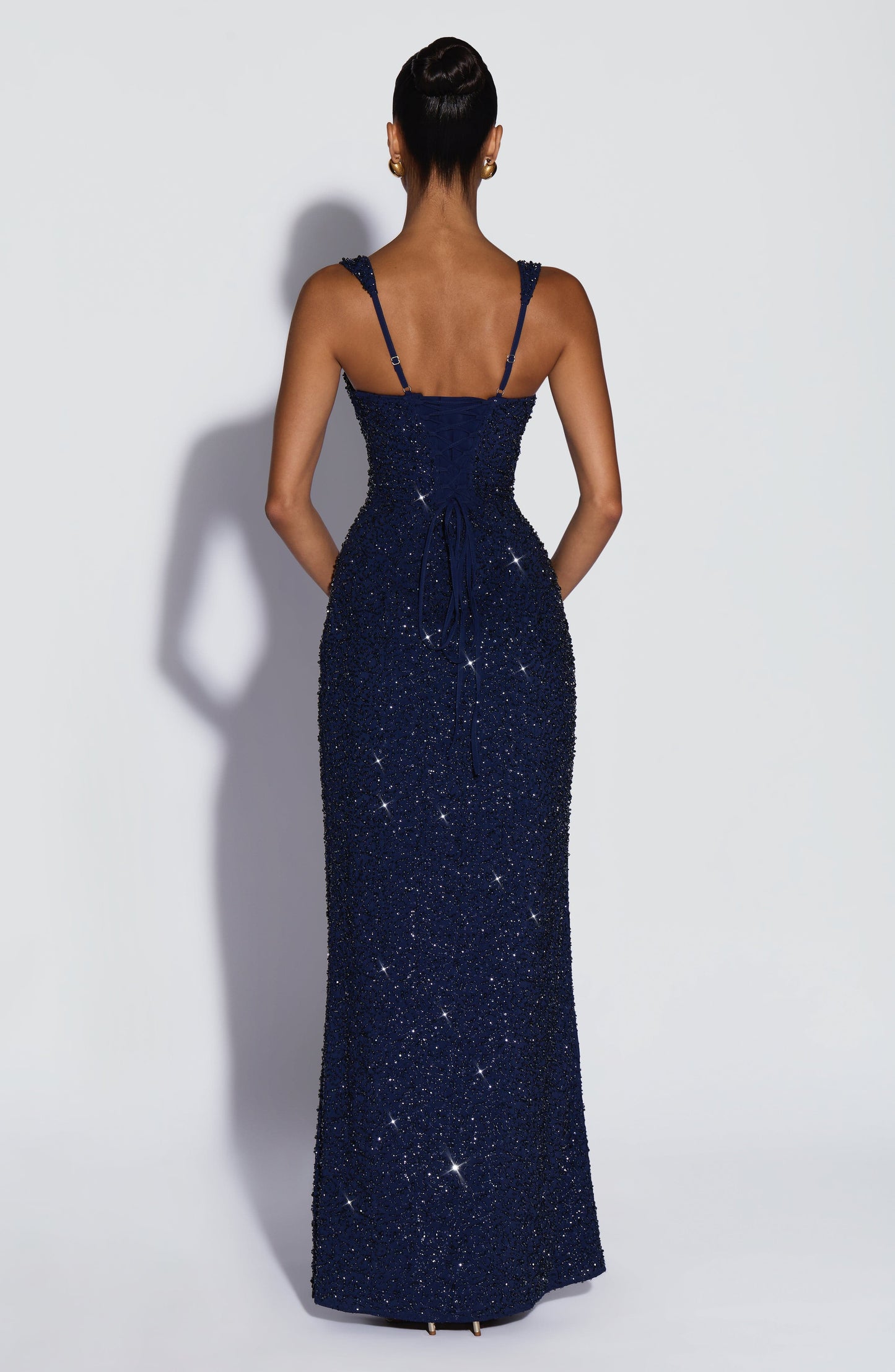 Vestido maxi Calanthe - Azul marino con brillo