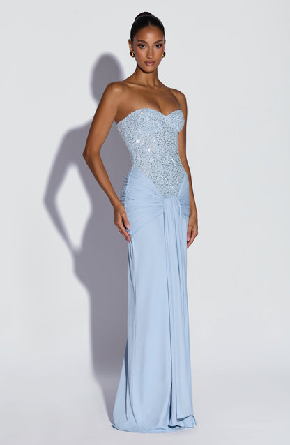 Carina Vestido Maxi - Azul glaciar