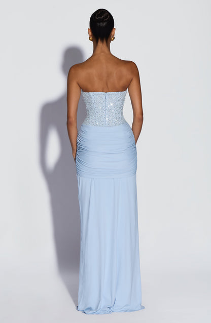 Carina Vestido Maxi - Azul glaciar