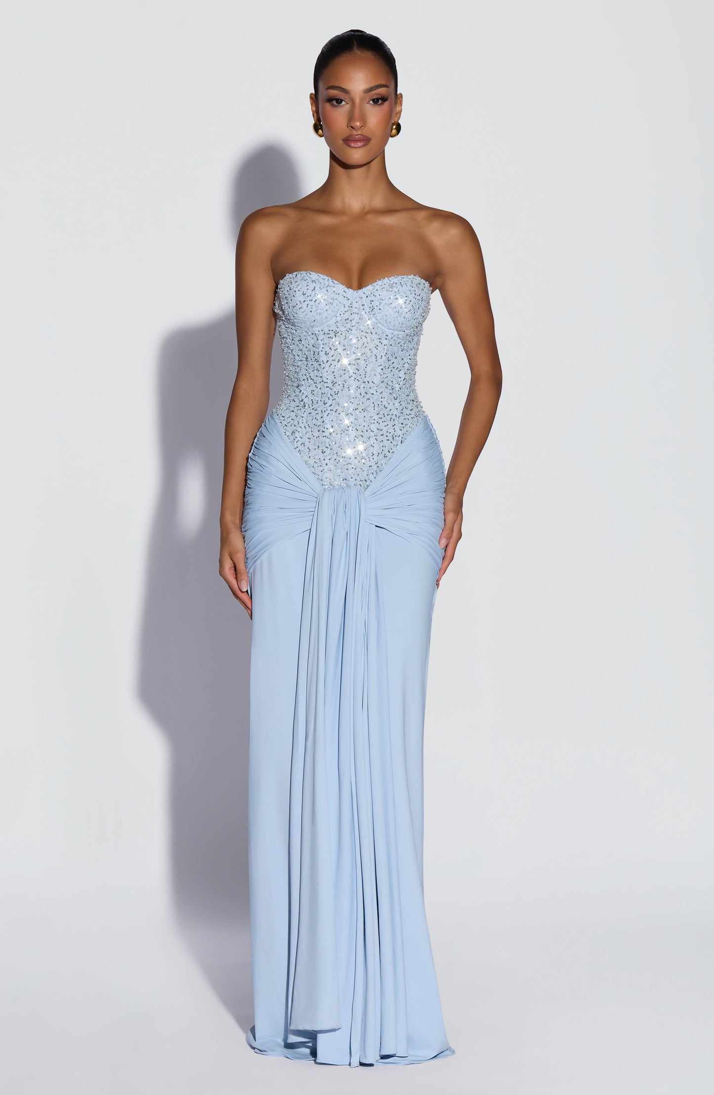 Carina Vestido Maxi - Azul glaciar