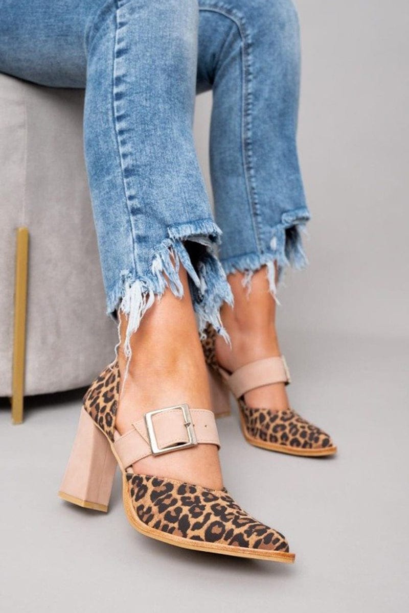Ilana™ | Zapatos de tacón grueso con un llamativo estampado de leopardo