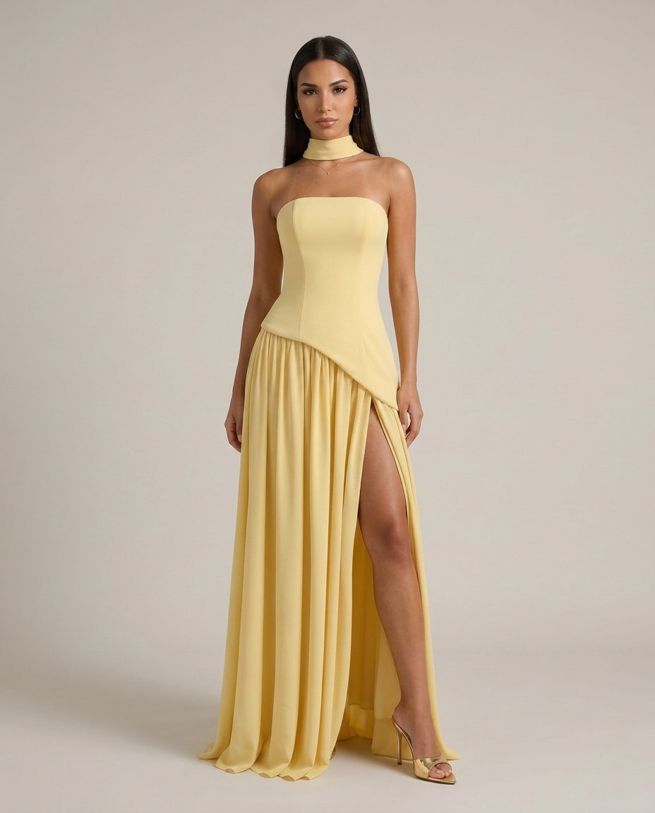 JULIETA - Vestido Largo Asimétrico de Estilo Elegante