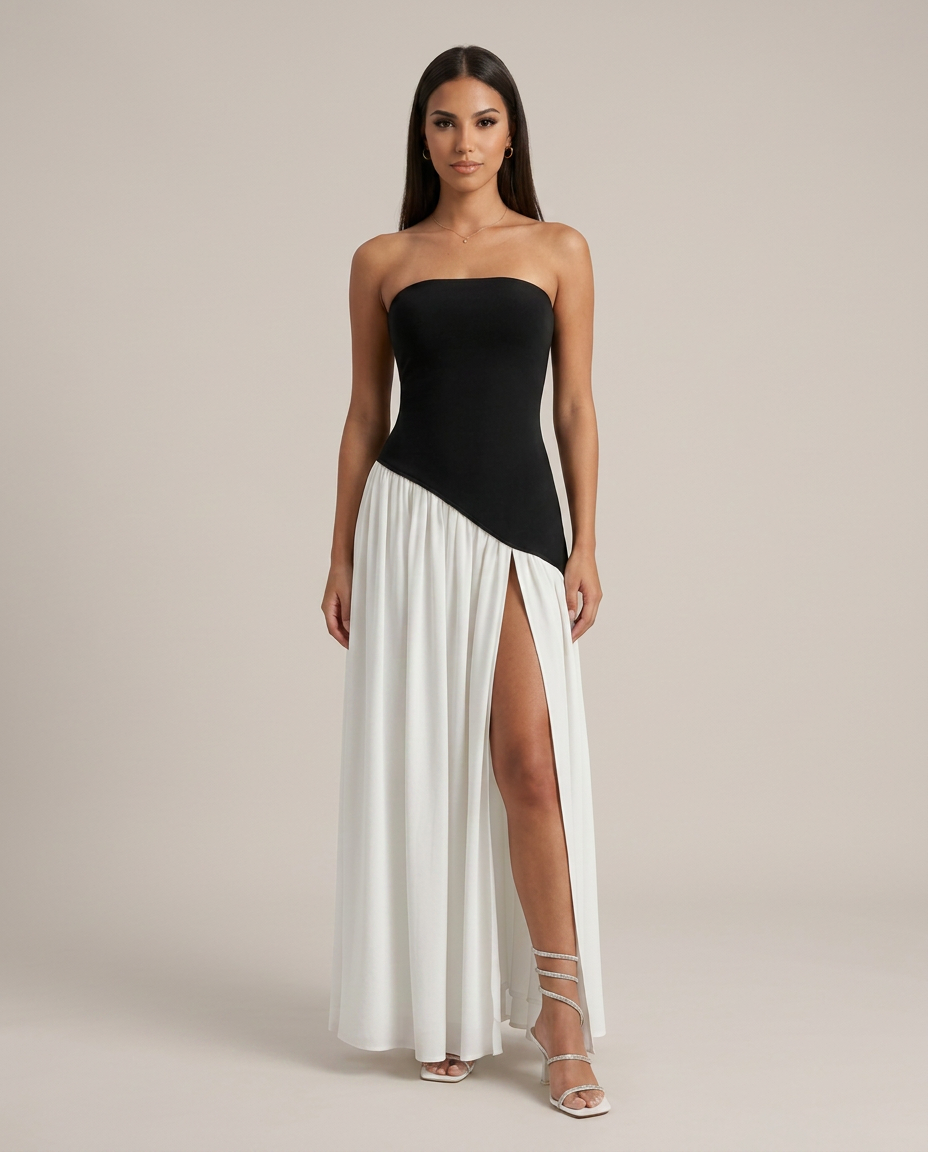 JULIETA - Vestido Largo Asimétrico de Estilo Elegante