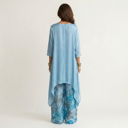 Cariola | Conjunto de dos piezas de algodón y seda con túnica asimétrica