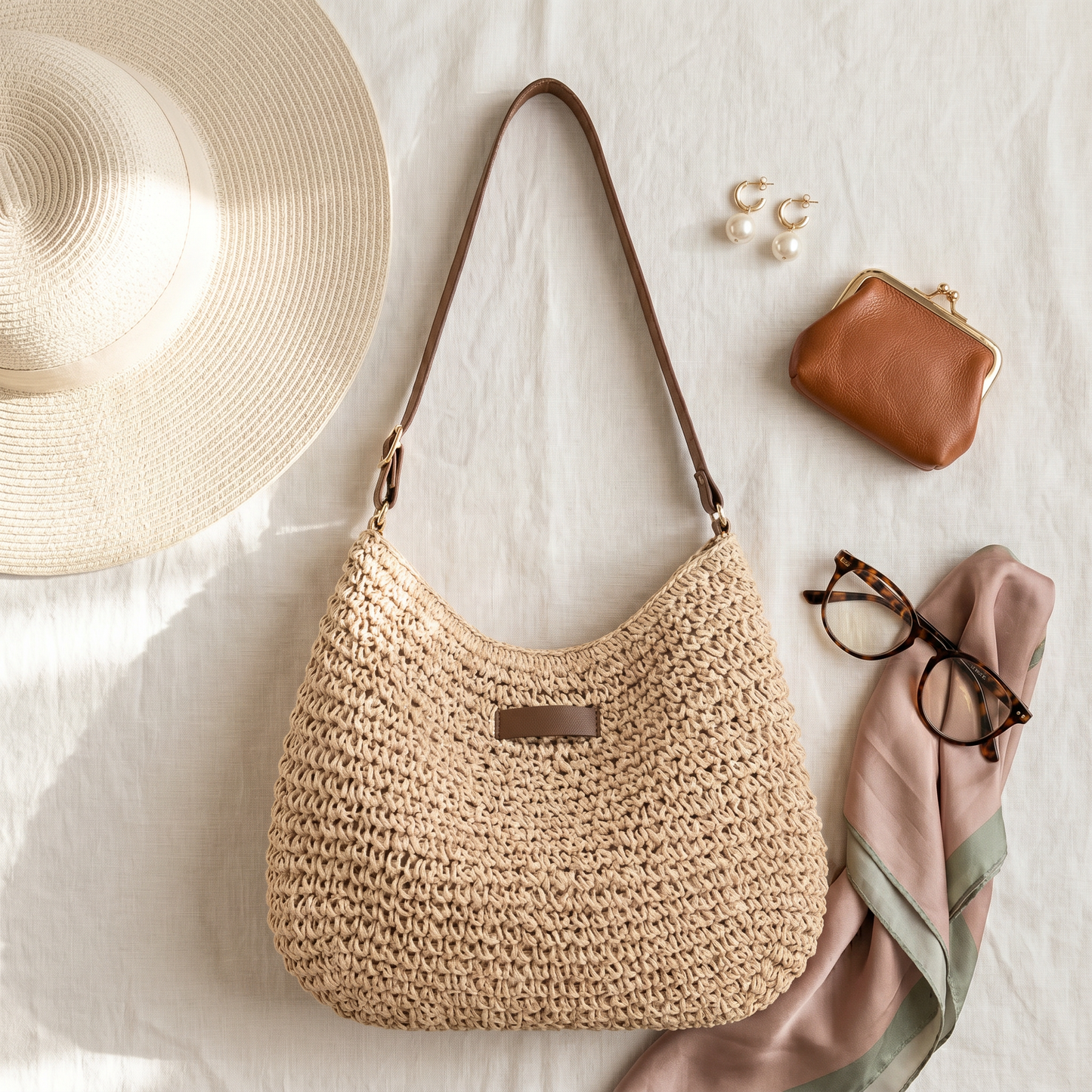Cinzia | Bolso trenzado elegante - arena