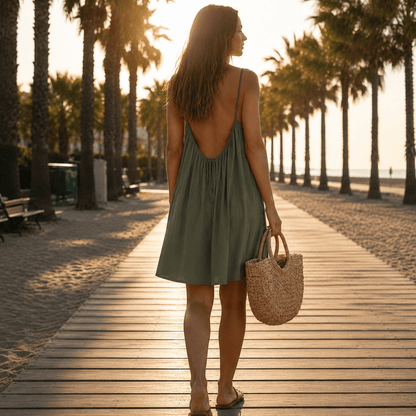 Coral Vestido de Verano Fresco