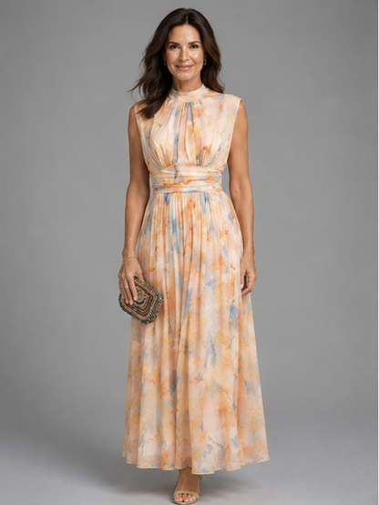 Aurora | Vestido con escote halter y estampado de acuarela