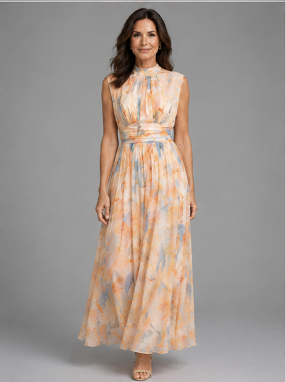 Aurora | Vestido con escote halter y estampado de acuarela