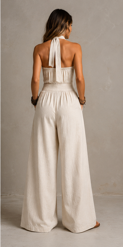 Bianca · Mono fluido con escote cruzado elegante