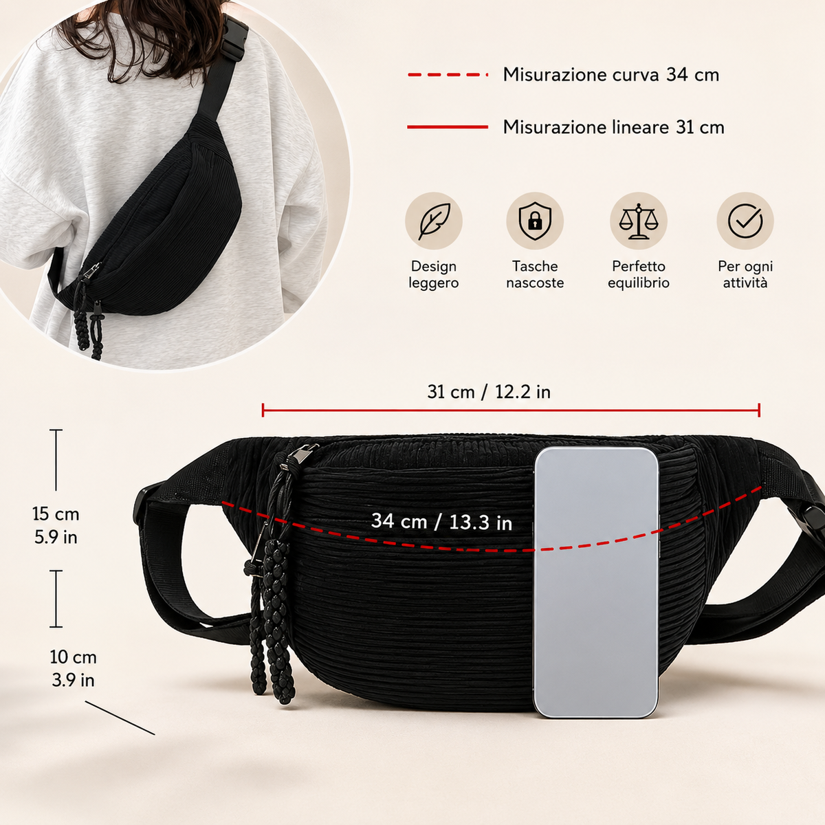 Petra | Bolso de Hombro Pana
