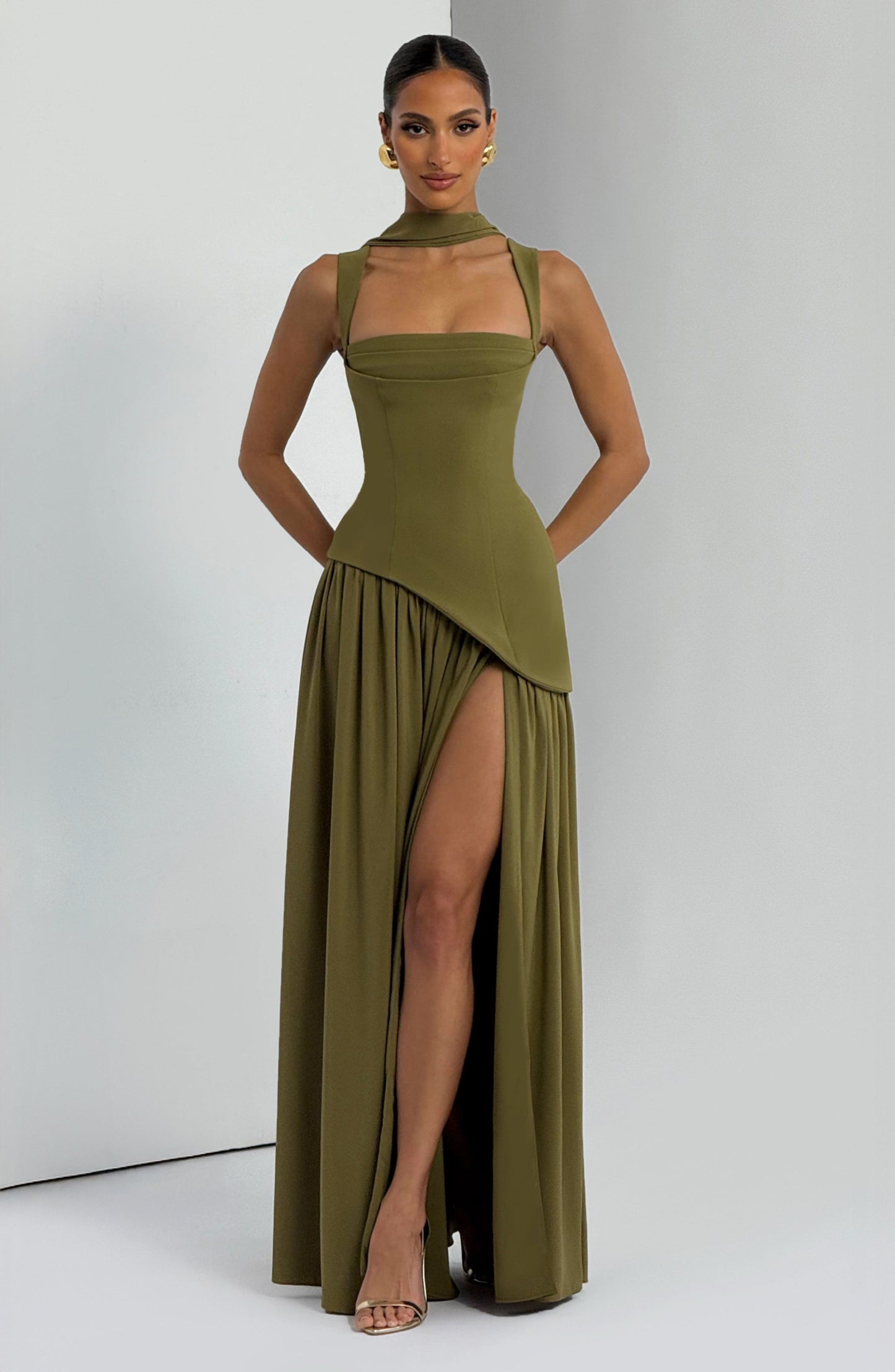 Vestido Maxi Tullulah - Verde Oliva Oscuro