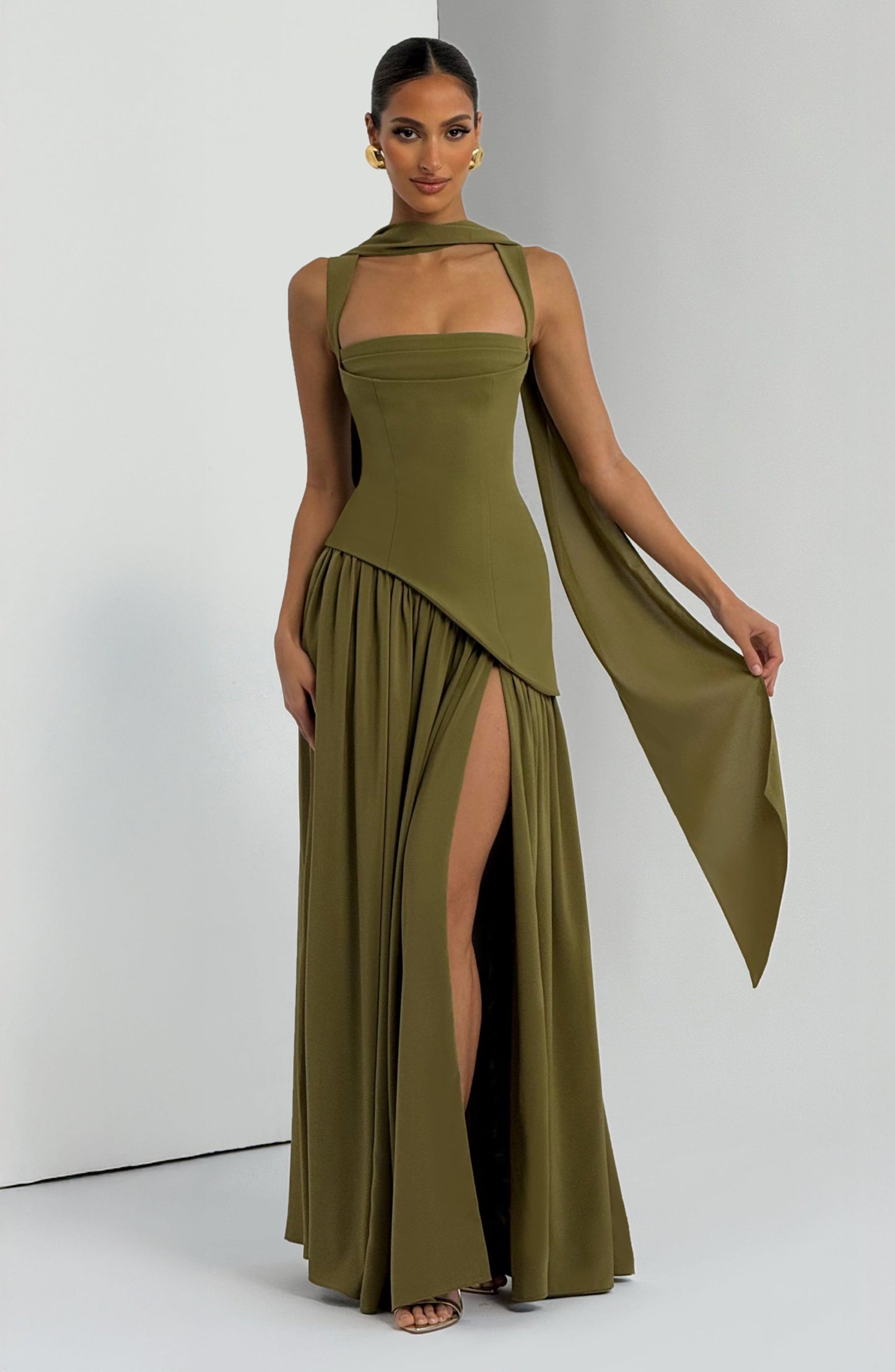 Vestido Maxi Tullulah - Verde Oliva Oscuro