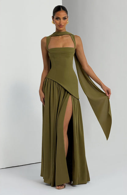 Vestido Maxi Tullulah - Verde Oliva Oscuro