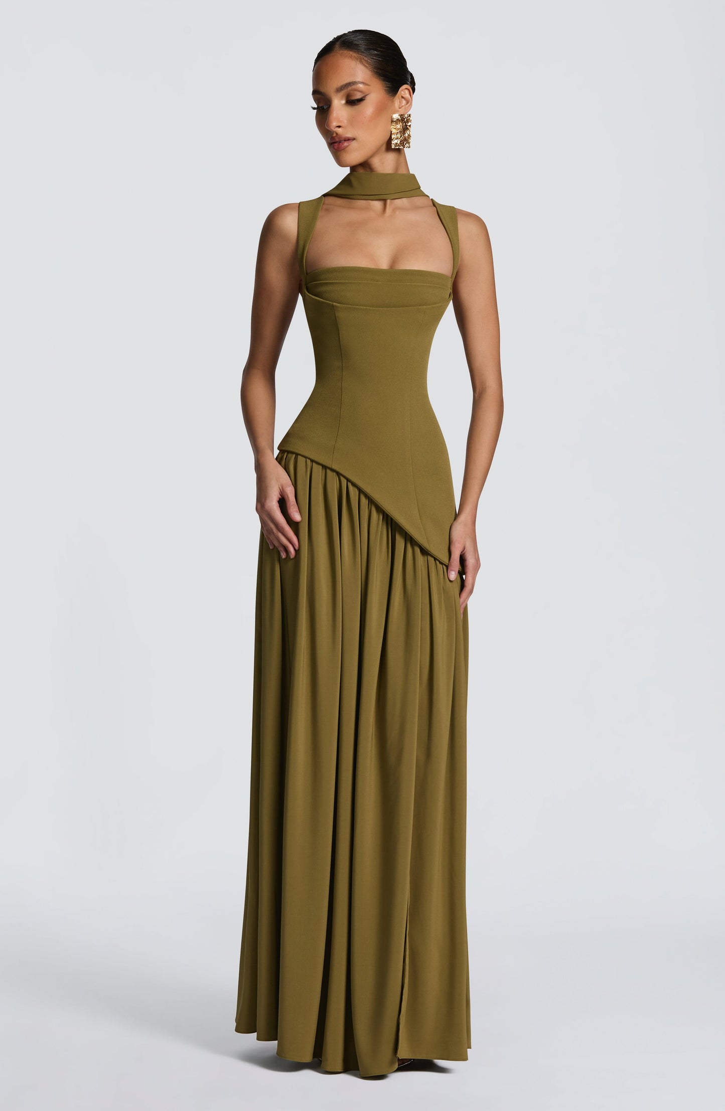 Vestido Maxi Tullulah - Verde Oliva Oscuro