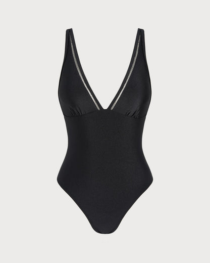 Bañador de una pieza tipo bralette negro liso